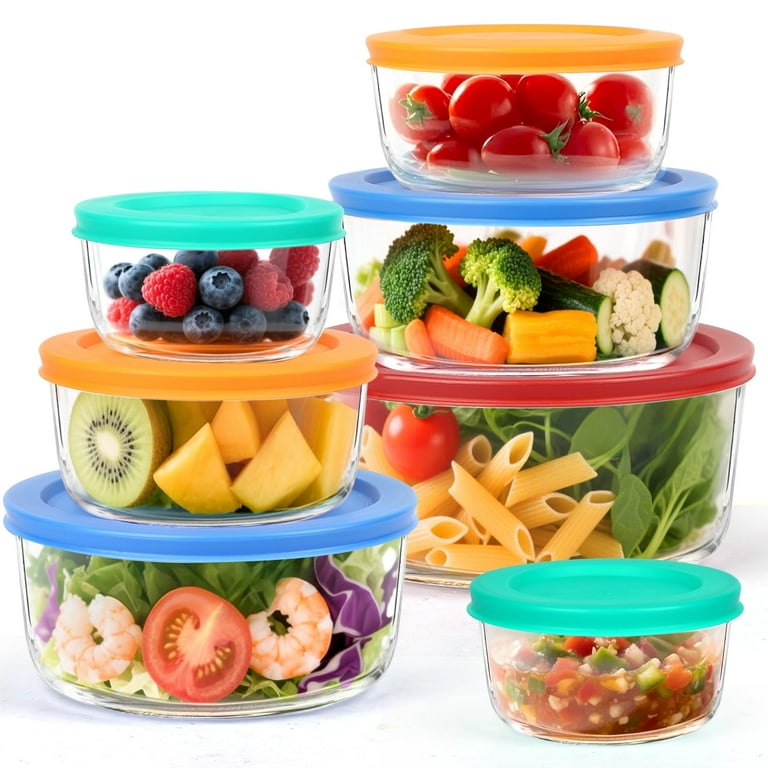 14 Pcs Glass Food Storage Containers Set - 7, 4, 2 & 1-Cup Round Containers  with Lids, BPA-Free, Dishwasher & Microwave Safe Lunch Box