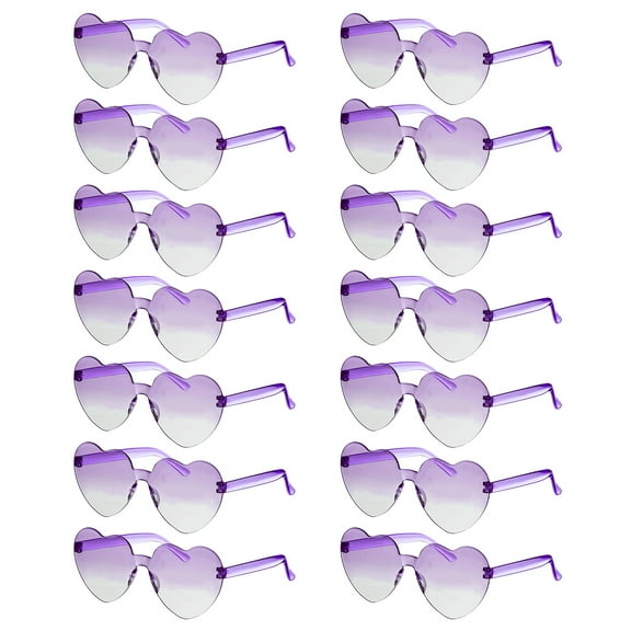 14 Pcs Heart Shaped Sunglasses for Beach Party Rainbow Glass Birthday Gradient Purple