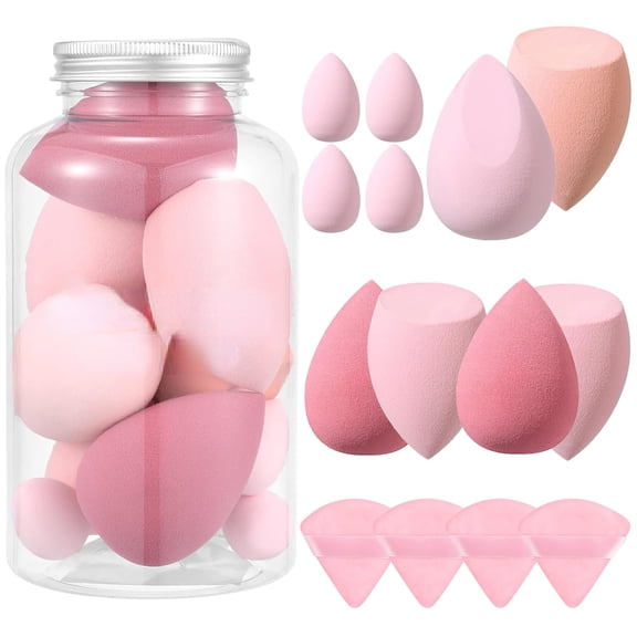 14 Pcs Makeup Sponge Set Beauty Sponges Blender with 4 Pcs Powder Puff and 4 Pcs Mini Make up Sponges Valentine‘s Day Gift Mother‘s Day Gift for Women Liquid Foundation Powder Concealer C