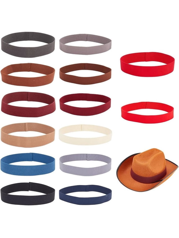 14 Pcs Mixed Color Stretchable Hat Band Western Cowboy Hat Bands
