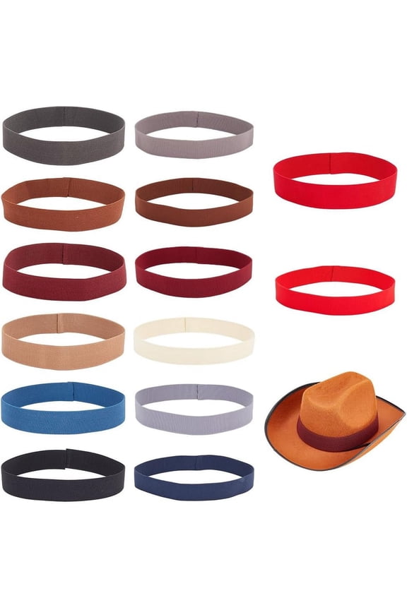 14 Pcs Mixed Color Stretchable Hat Band Western Cowboy Hat Bands