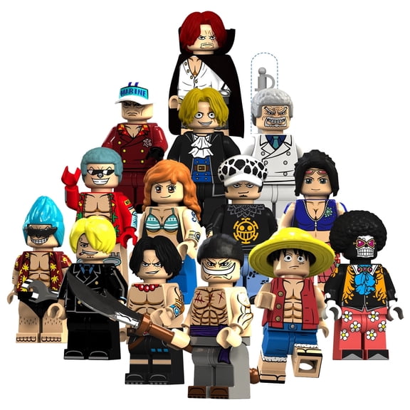 14 Pcs Collectible One Piece Minifigures Building Blocks Toys, Anime Action Figures Assemble Building Kits for Boys Fans Gifts Cake Decorations