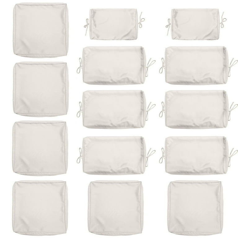 14 Pcs Outdoor Cushion Slipcovers Outdoor Patio Cushion Covers Replacement Waterproof with Zipper for Outdoor Furniture Patio Sofa Couch 3 Sizes