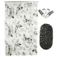 thumbnail image 1 of 14-Pcs PEVA Shower Curtain Set 72” w/ Anti-Slipping Rubber-Mat & 12 Stainless-Steel Beaded Hooks Black, 1 of 7
