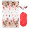 thumbnail image 1 of 14-Pcs PEVA Shower Curtain Set 72” w/ Anti-Slipping Rubber-Mat & 12 Stainless-Steel Beaded Hooks Red, 1 of 7