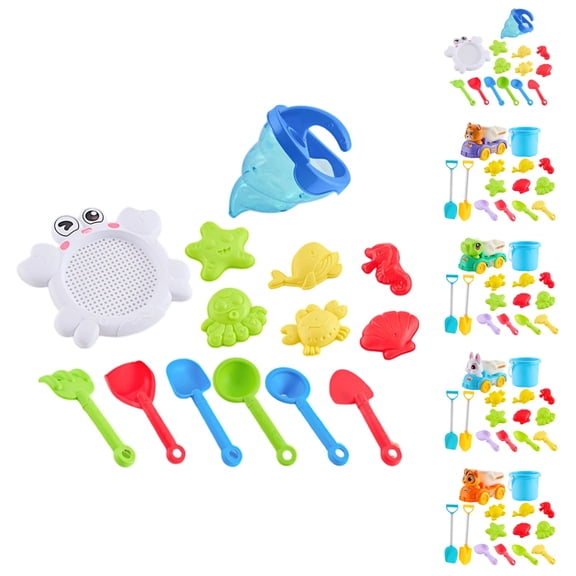 14 Pcs Pail Bucket with Shovels & Mesh Bag,Buckets Multi Purpose for Beach, Camping Gear, Beach Party, Fishing, and Fun Summer Activities