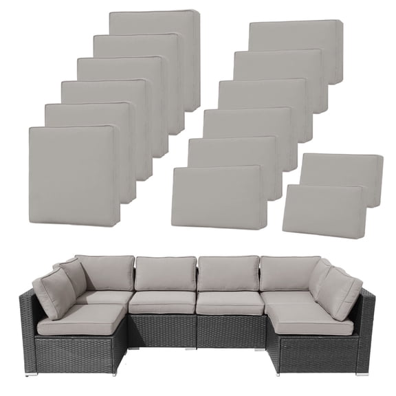 14 Pcs Patio Cushion Covers Replacement Outdoor Couch Cushions Covers Splashproof Sofa Slipcovers Set with Zippers,Patio Furniture Protector, Couch 3 Sizes, Covers Only