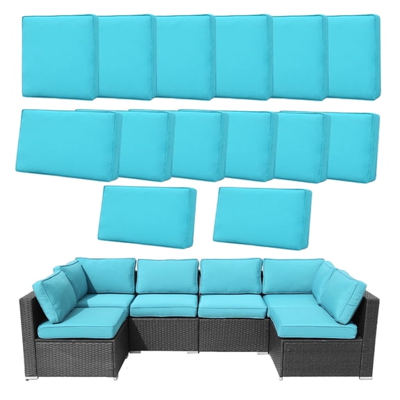 14 Pcs Patio Cushion Covers Replacement Outdoor Couch Cushions Covers Splashproof Sofa Slipcovers Set with Zippers,Patio Furniture Protector, Couch 3 Sizes, Covers Only