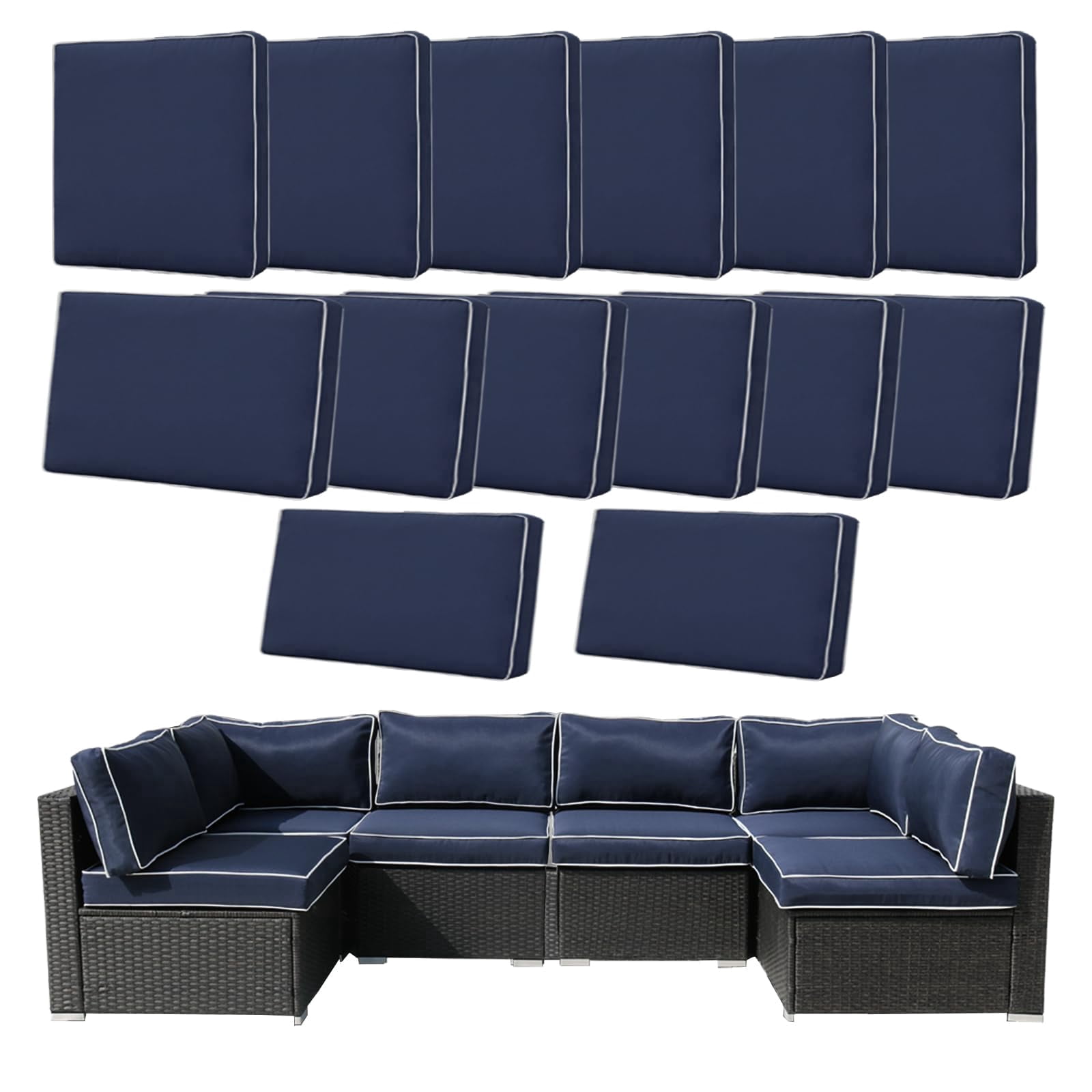 14 Pcs Patio Cushion Covers Replacement Outdoor Couch Cushions Covers