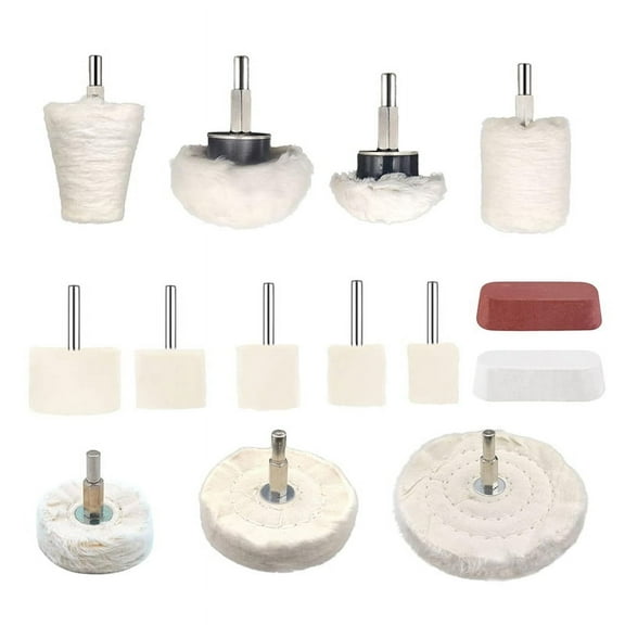 14 Pcs Polishing Wheel for Drill,Buffing Pad Kits ,for Aluminum, Stainless Steel, Chrome,Metal,Glass