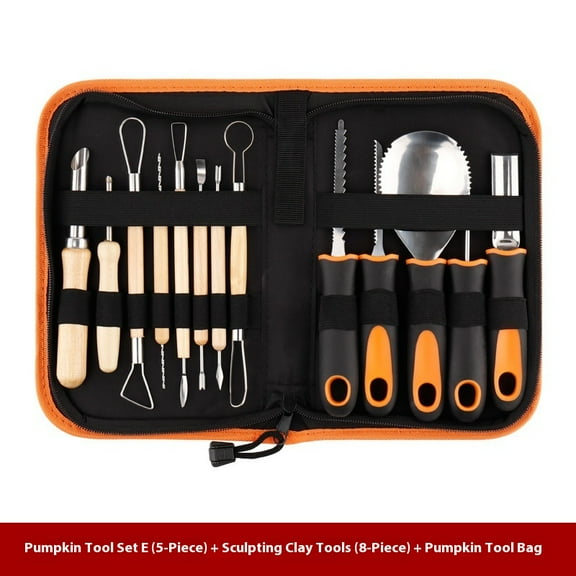 14 Pcs Professional Heavy Duty Pumpkin Carving Tools with Stainless Steel Knife Set with Carrying Case for Halloween Decoration Jack-O-Lanterns for Kids Adults