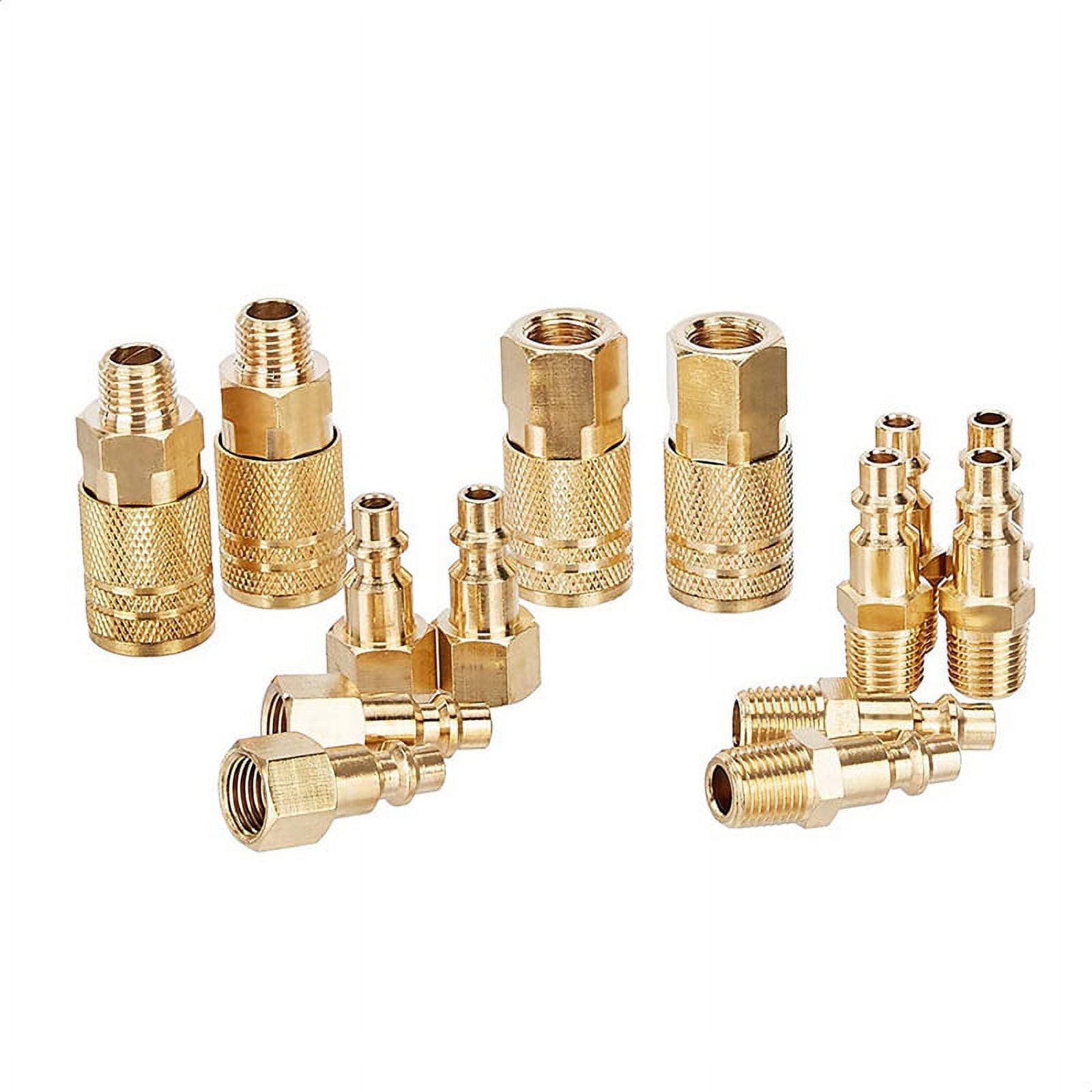 14 Pcs Quick Connect Brass Air Coupler and Plug KitIndustrial Type 1/4