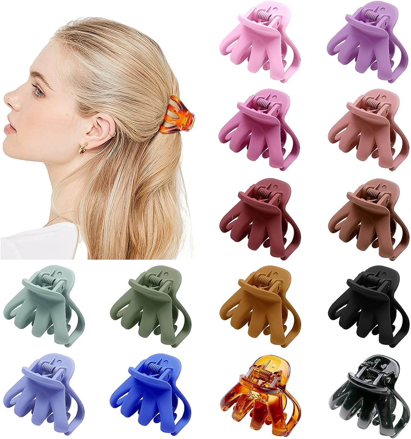 14 Pcs Small Claw Clips Stylish Grip Octopus Mini Hair Clips for Fine