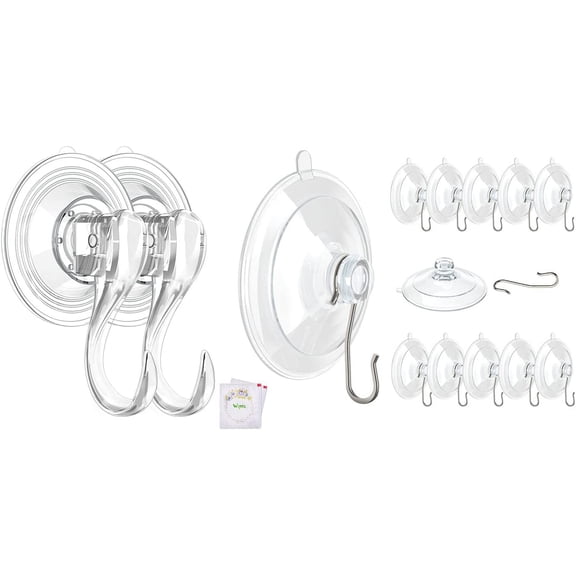 14 Pcs Small Suction Cup Hooks Metal Heavy Duty Clear Window Hangers