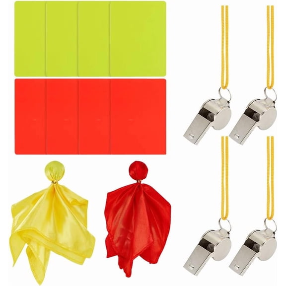 14 Pcs Soccer Referee Kit Including 4 Pcs Stainless Steel Sports Whistles 2 Pcs Satin Penalty Flags 8 Pcs Plastic Blank Penalty Cards Plastic Blank Penalty Cards diy