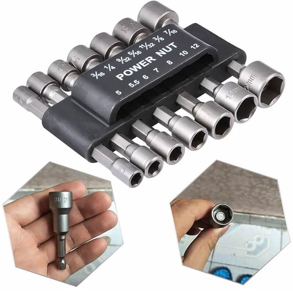 14 Pcs Socket Nut Driver Set, Heavy Duty Hex Drill Bits Sets, Impact ...