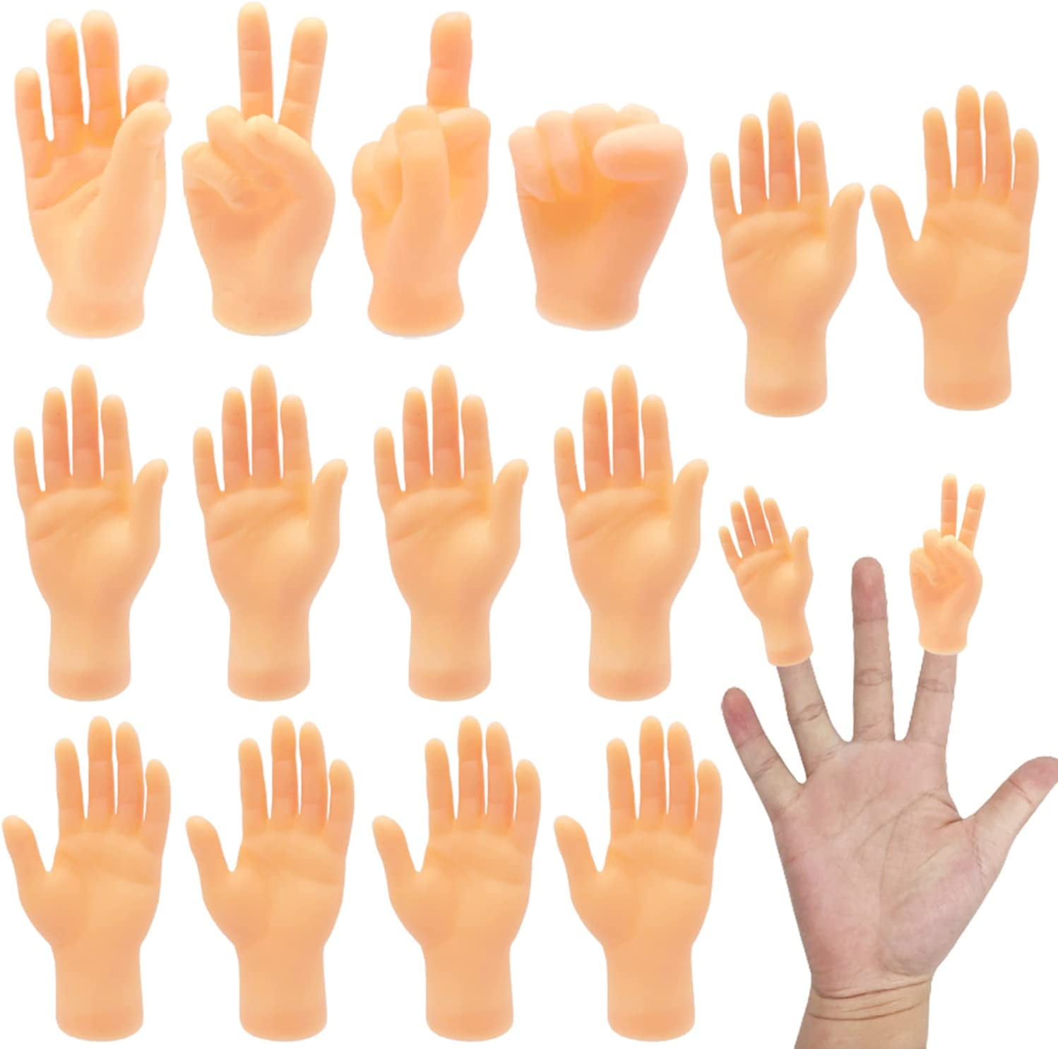 14 Pcs Tiny Finger Hands Premium Rubber Mini Tiny Finger Hands