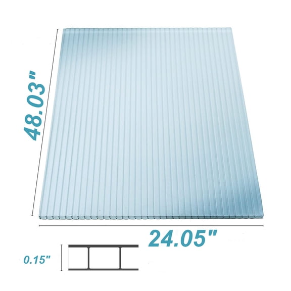 14 Pcs Twin-Wall Polycarbonate Sheets 48x24 Inch Clear Panels for Greenhouse, Outdoor Plant Stand Roof, Waterproof UV Protected