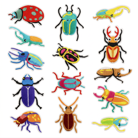14 Pcs Vintage Insect Beetle Embroidered Patches, Reusable Iron On Sew On Fabric Applique Patches, Unicorn Beetle Decorative Patches for Clothing, Jeans, Jackets, Bags, Caps and DIY Art Craft Making