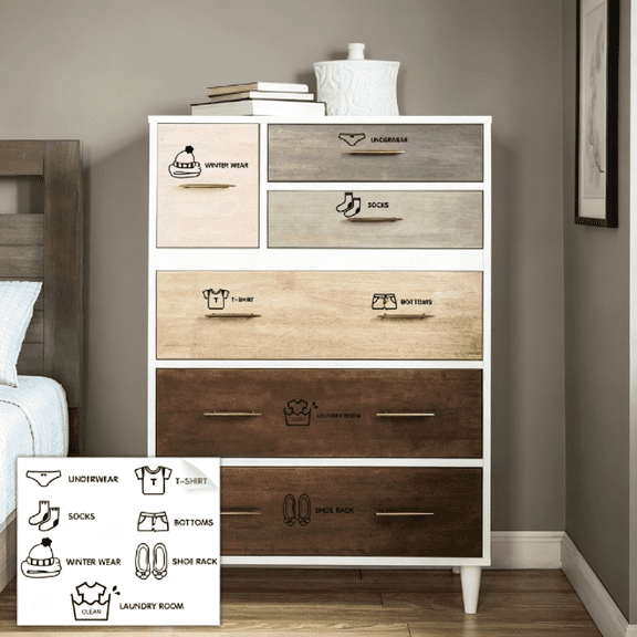 14 Pcs Wardrobe Drawer Classification Labels Stickers, Black PVC Removable Vinyl Decals for Closet Dresser Bedroom Home Organization