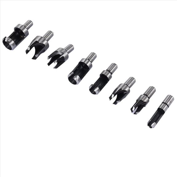 14 Pcs Wood Plug Hole Cutter Chamfered Plug Cutter Drill Bits Five-Slot Countersink Drill 1/4 Inch Hex Spanner Tool Set