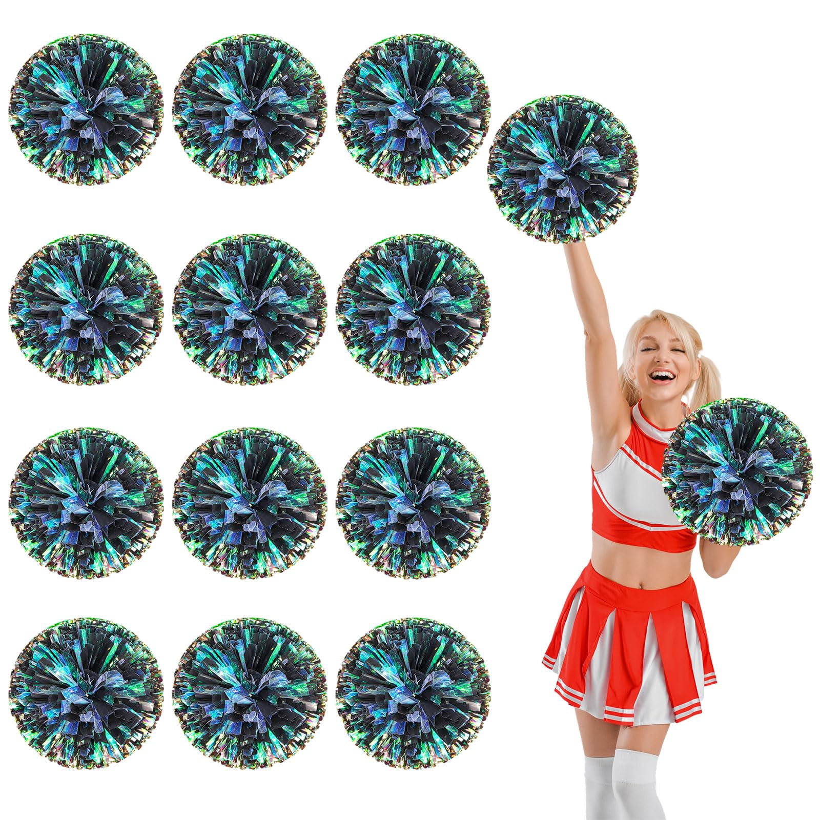 14 Pcs pom poms Cheer,pom poms Cheerleading with Finger Holes Cheer Pom Pomsfor Dance, Matches