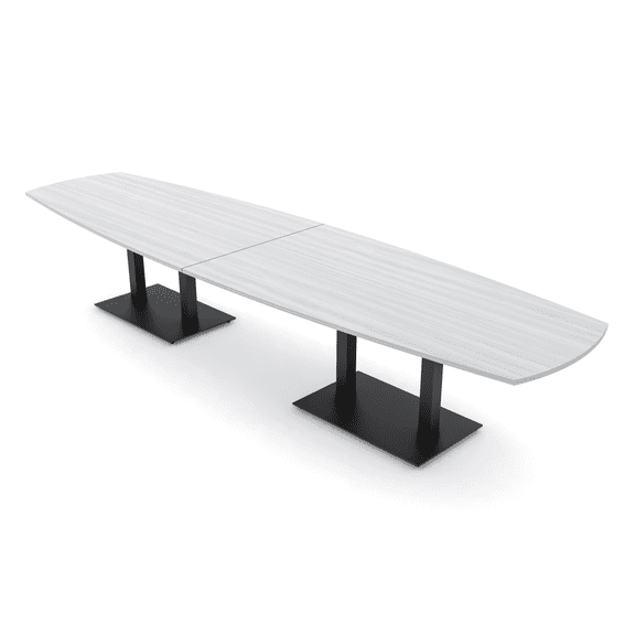 14 Person Arc Boat Modular Powered Conference Table Double Black Bases