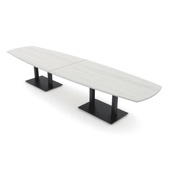 14 Person Arc Boat Modular Powered Conference Table Double Black Bases