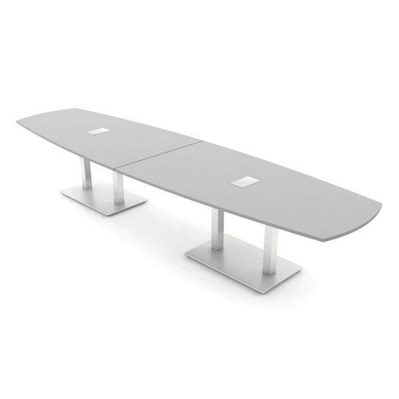 14 Person Arc Boat Modular Powered Conference Table Square Metal Bases