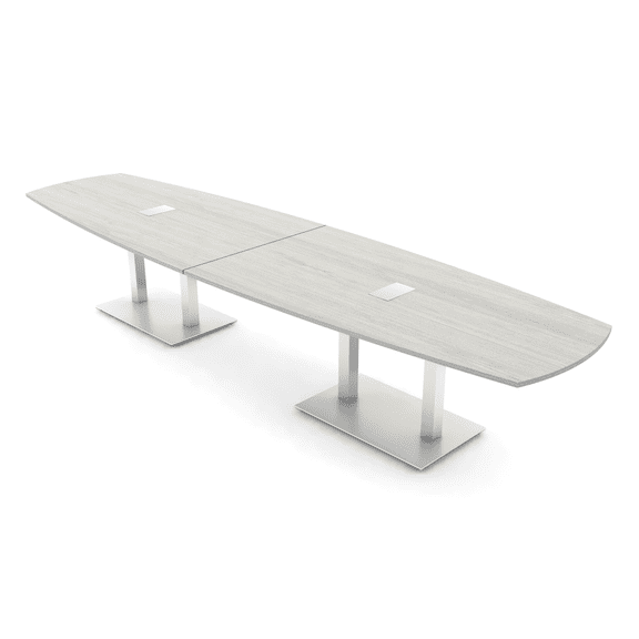 14 Person Arc Boat Modular Powered Conference Table Square Metal Bases