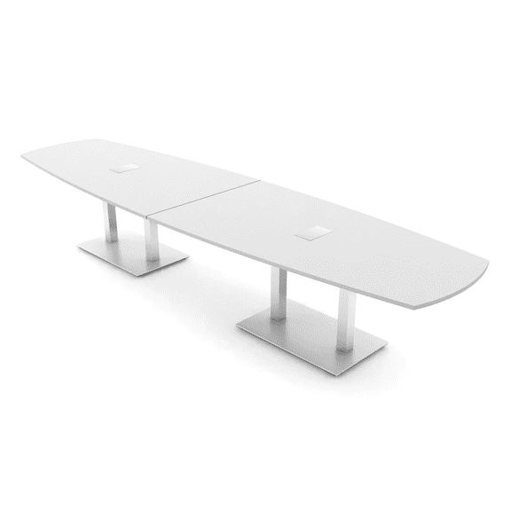 14 Person Arc Boat Modular Powered Conference Table Square Metal Bases