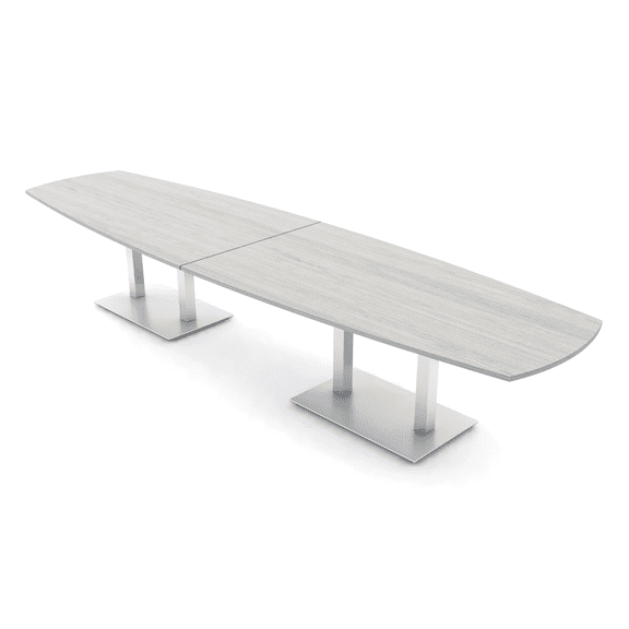 14 Person Arc Boat Modular Powered Conference Table Square Metal Bases