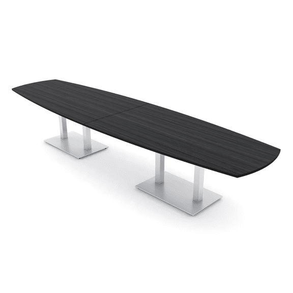 14 Person Arc Boat Modular Powered Conference Table Square Metal Bases