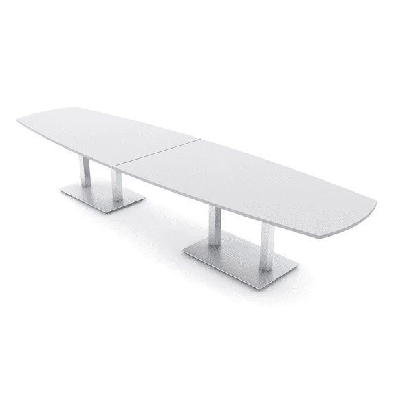 14 Person Arc Boat Modular Powered Conference Table Square Metal Bases