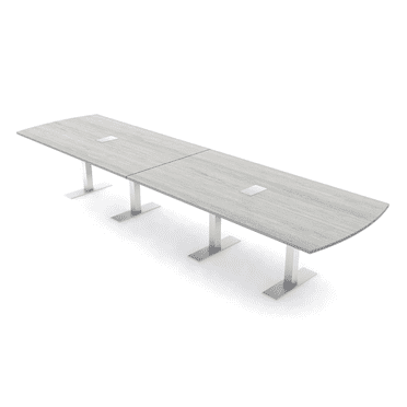 14 Person Arc Rectangle Modular Conference Table w/Electric T-Bases