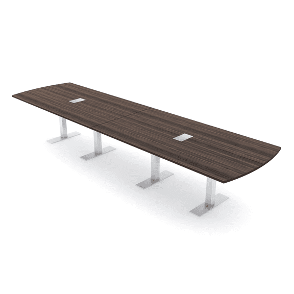 14 Person Arc Rectangle Modular Conference Table w/Electric T-Bases