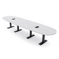 thumbnail image 1 of 14 Person Boat Oval Conference Table With Metal T Bases Electric Units, 1 of 7