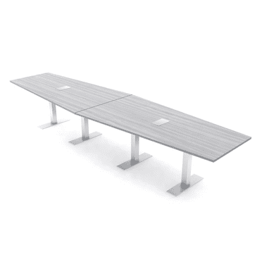 14 Person Hexagon Conference Room Table Metal T Bases Power Modules