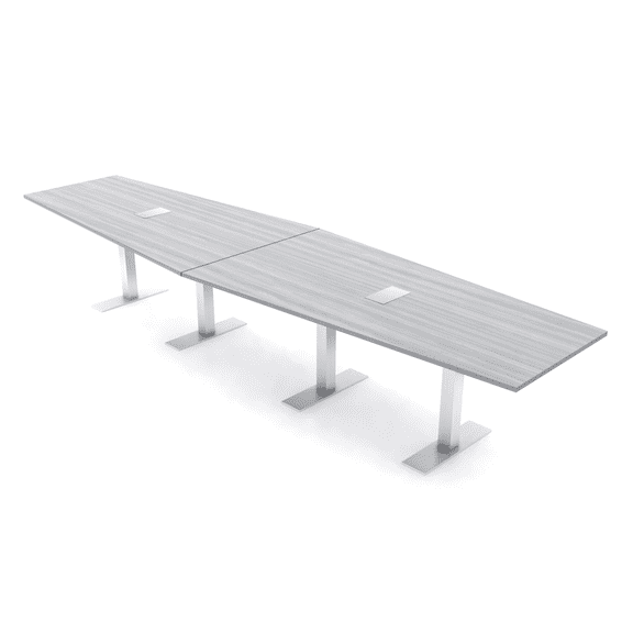 14 Person Hexagon Conference Room Table Metal T Bases Power Modules