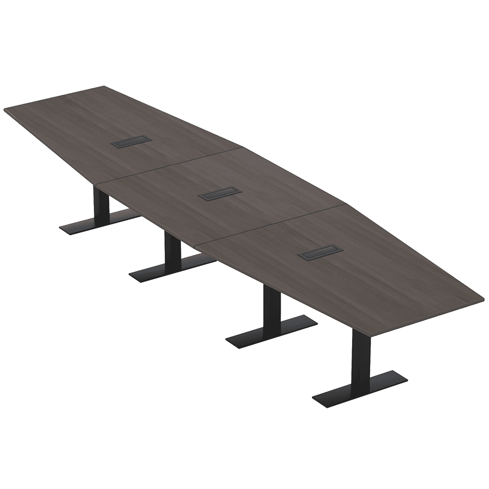 14 Person Hexagon Conference Room Table Metal T Bases Power Modules ...
