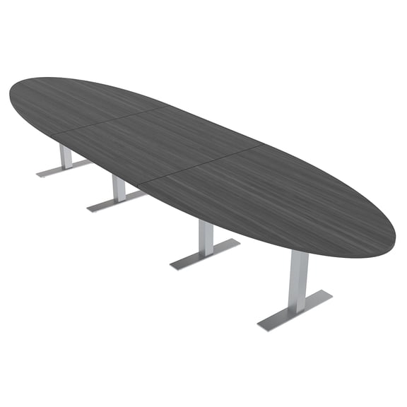 14 Person Modular Oval Conference Table Metal T Bases Electrical Units