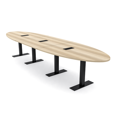thumbnail image 1 of 14 Person Modular Oval Conference Table Metal T Bases Electrical Units, 1 of 7