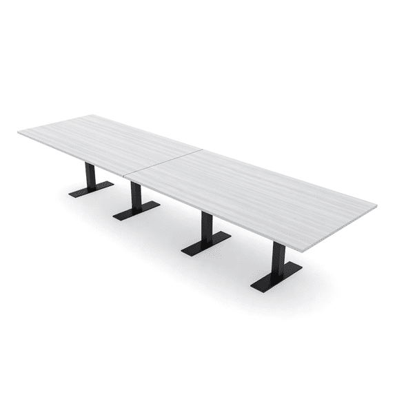 14 Person Modular Powered Rectangular Conference Table Metal T Bases