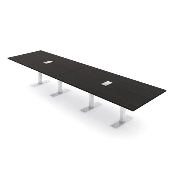 14 Person Modular Powered Rectangular Conference Table Metal T Bases