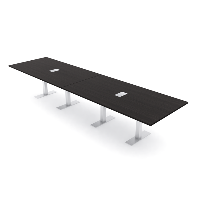 14 Person Modular Powered Rectangular Conference Table Metal T Bases