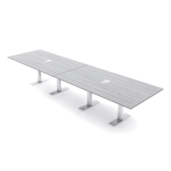 14 Person Modular Powered Rectangular Conference Table Metal T Bases