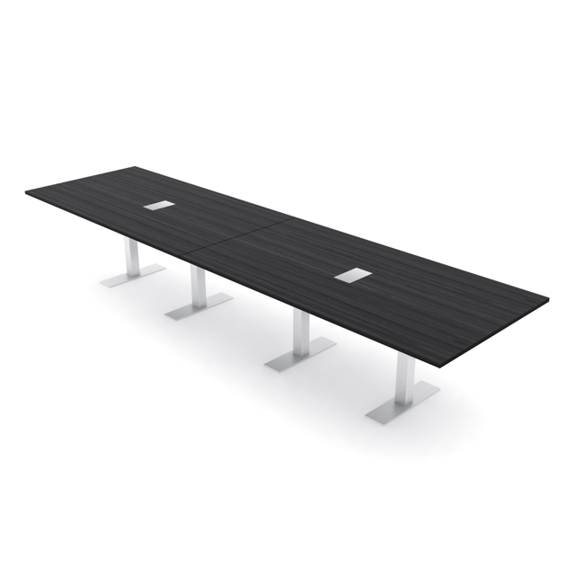14 Person Modular Powered Rectangular Conference Table Metal T Bases