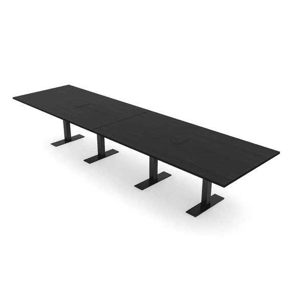 14 Person Modular Powered Rectangular Conference Table Metal T Bases