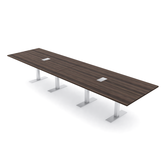 14 Person Modular Powered Rectangular Conference Table Metal T Bases