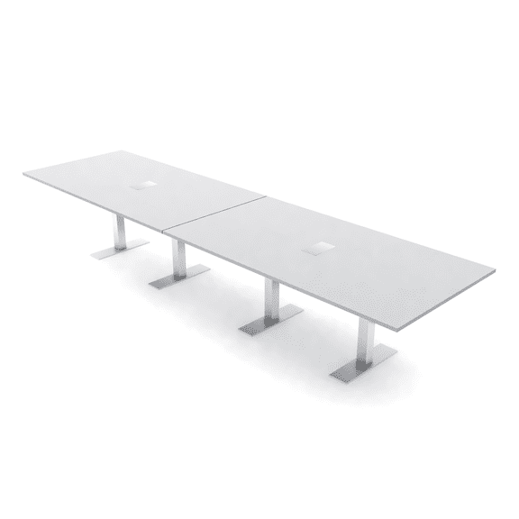14 Person Modular Powered Rectangular Conference Table Metal T Bases